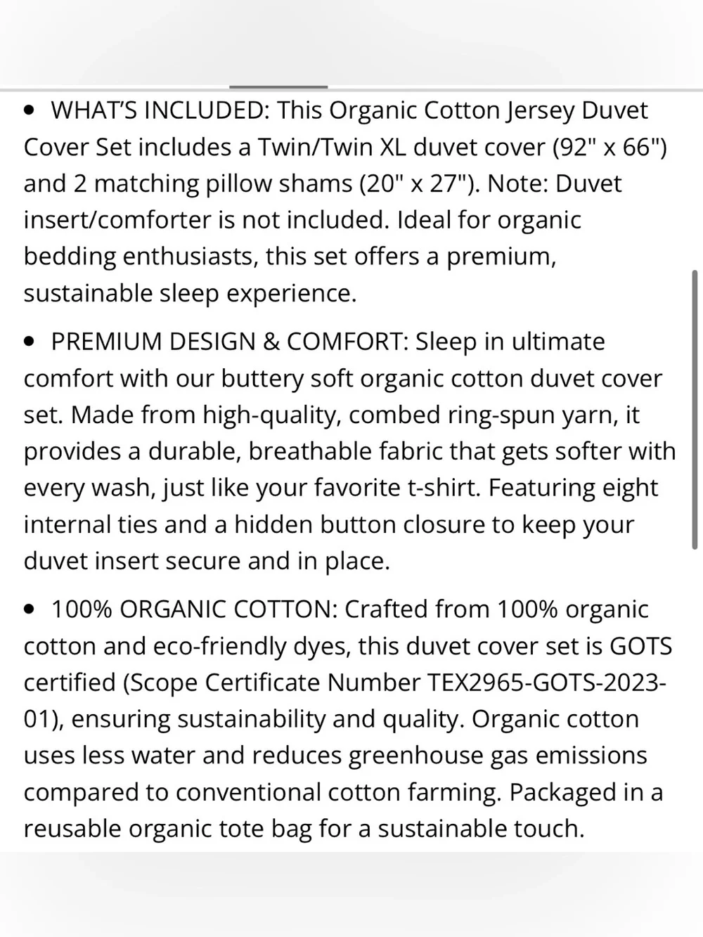 TWIN/TWIN XL 100% Organic Cotton Jersey Duvet Cover Set - GRAY